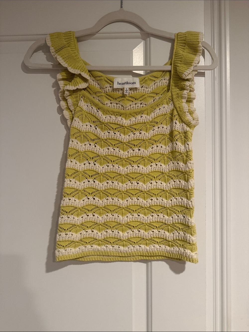 Heartloom Lime & Cream Knit Ruffle-Strap Tank